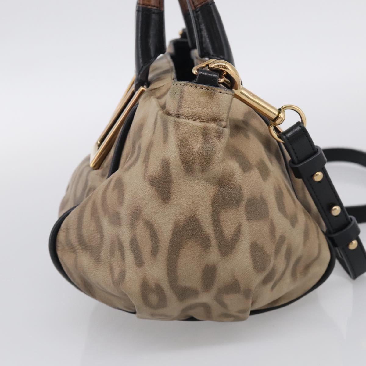 Chloe Etel Hand Bag Leather 2way Beige Gold Auth BA17109
