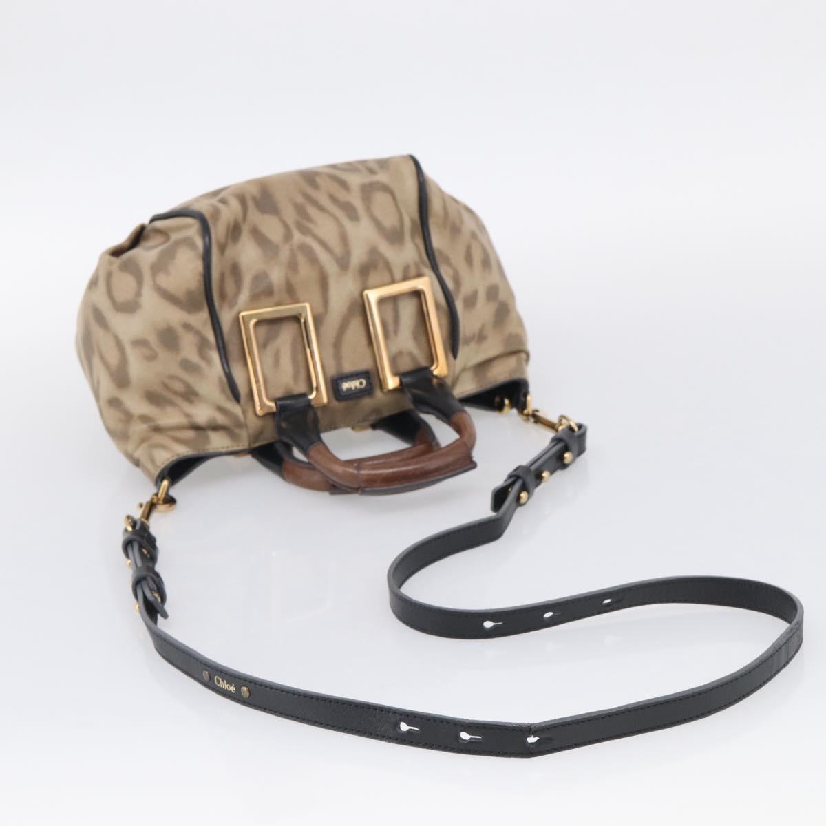 Chloe Etel Hand Bag Leather 2way Beige Gold Auth BA17109