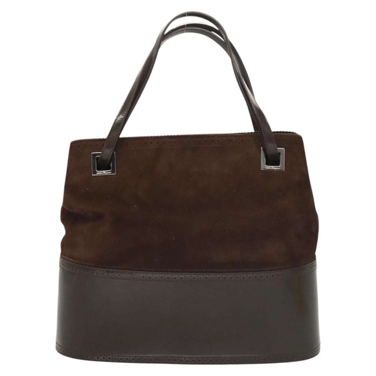 Salvatore Ferragamo Hand Bag Suede Brown Auth BA1711
