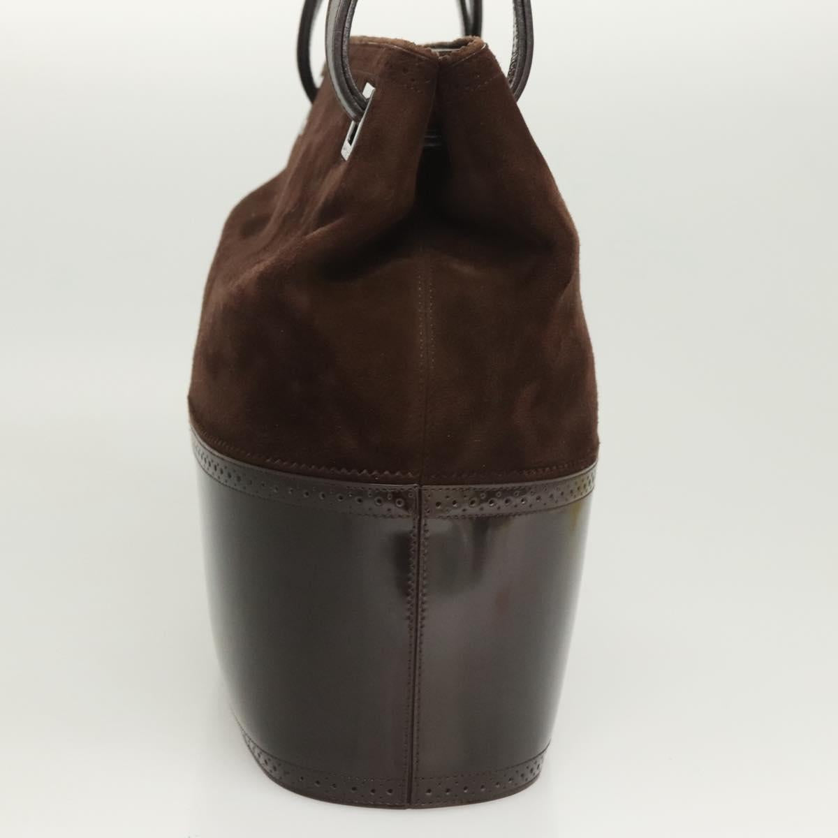 Salvatore Ferragamo Hand Bag Suede Brown Auth BA1711