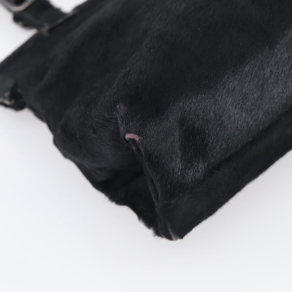 PRADA Hand Bag Harako leather Black Silver Auth BA17112