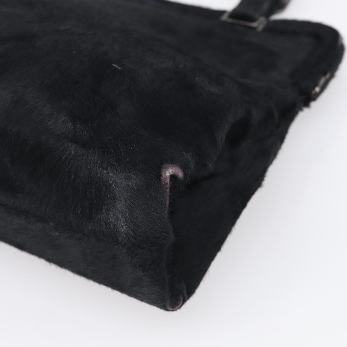 PRADA Hand Bag Harako leather Black Silver Auth BA17112
