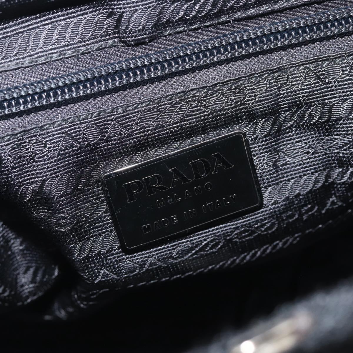 PRADA Hand Bag Harako leather Black Silver Auth BA17112