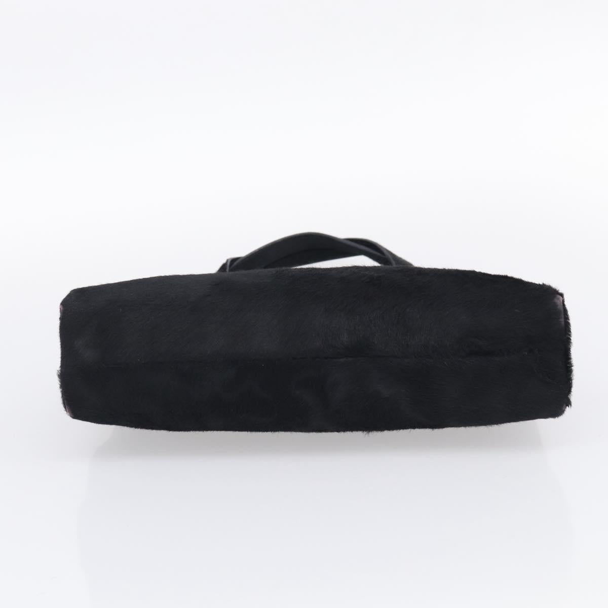 PRADA Hand Bag Harako leather Black Silver Auth BA17112