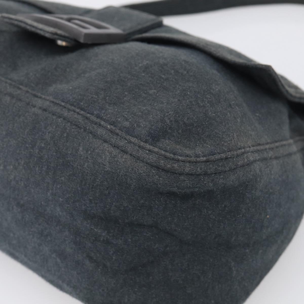 FENDI Mamma Baguette Shoulder Bag cotton Gray Auth BA17114A