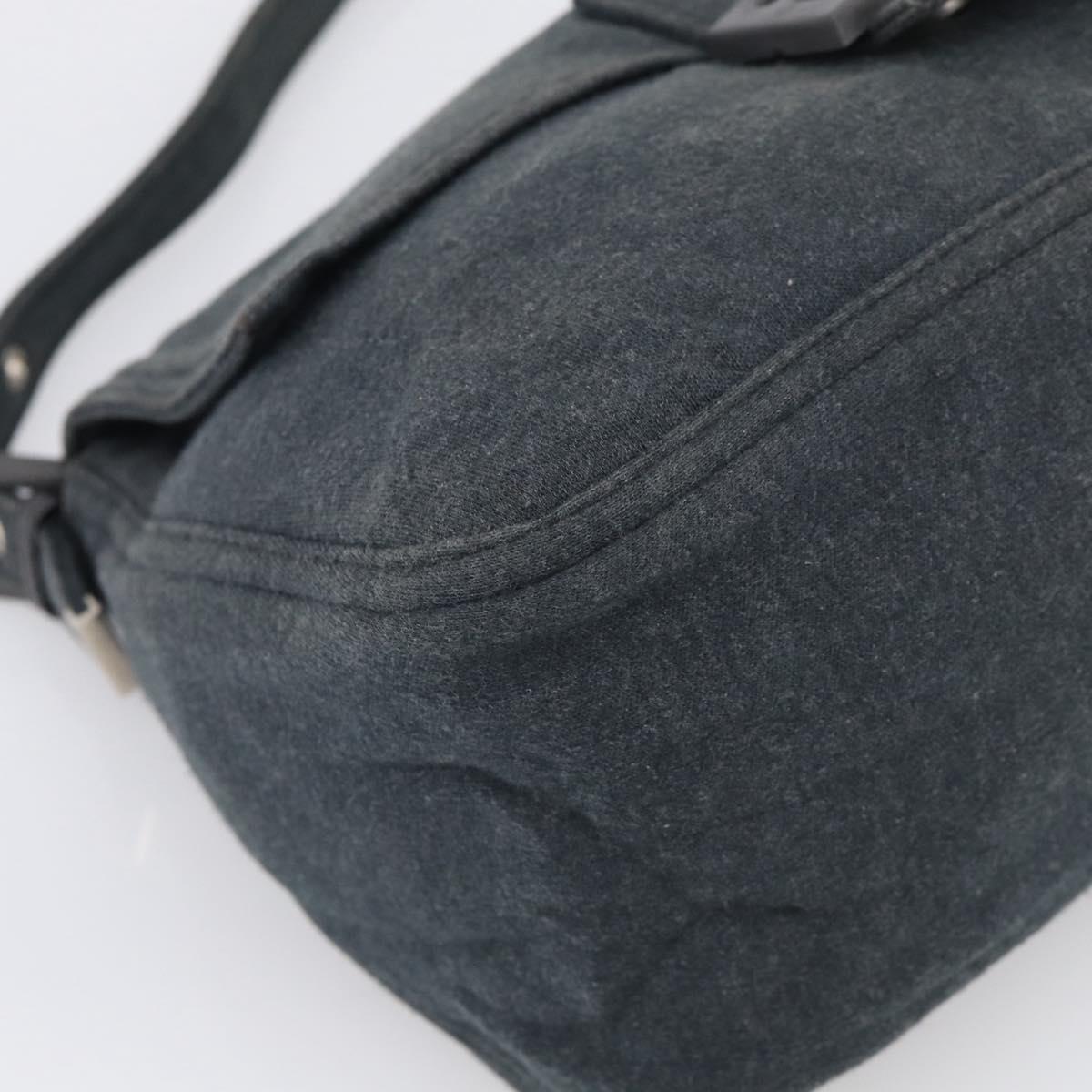 FENDI Mamma Baguette Shoulder Bag cotton Gray Auth BA17114A