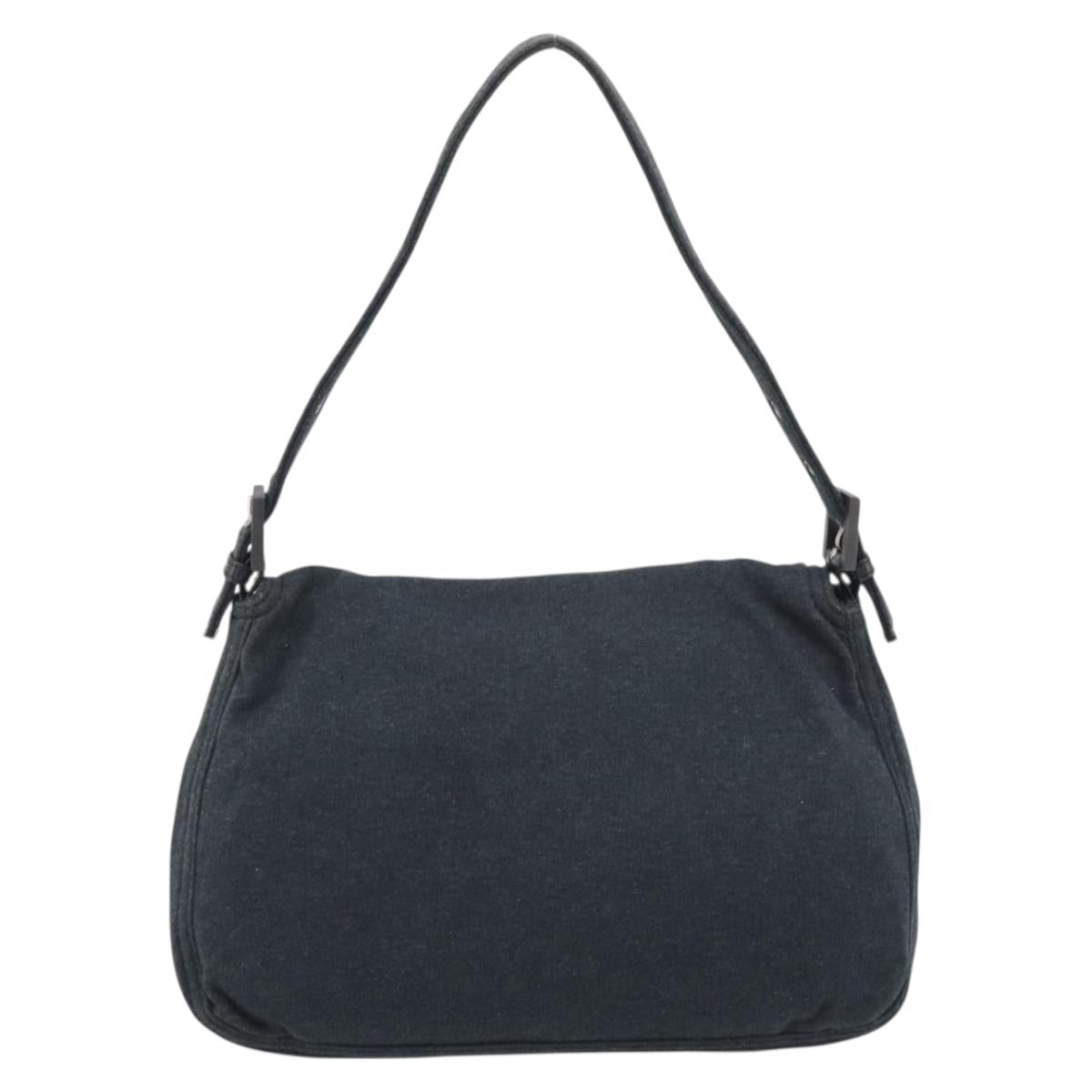 FENDI Mamma Baguette Shoulder Bag cotton Gray Auth BA17114A