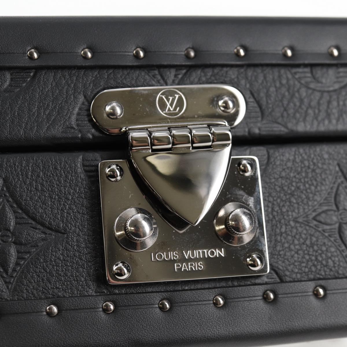 LOUIS VUITTON Monogram Shadow Clutch box Clutch Bag Black M12876 LV Auth BA1720SM