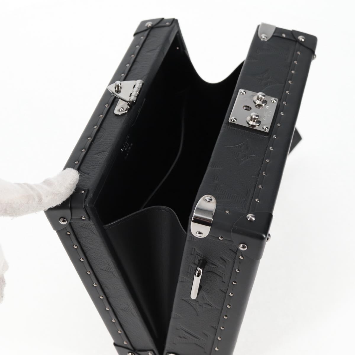 LOUIS VUITTON Monogram Shadow Clutch box Clutch Bag Black M12876 LV Auth BA1720SM