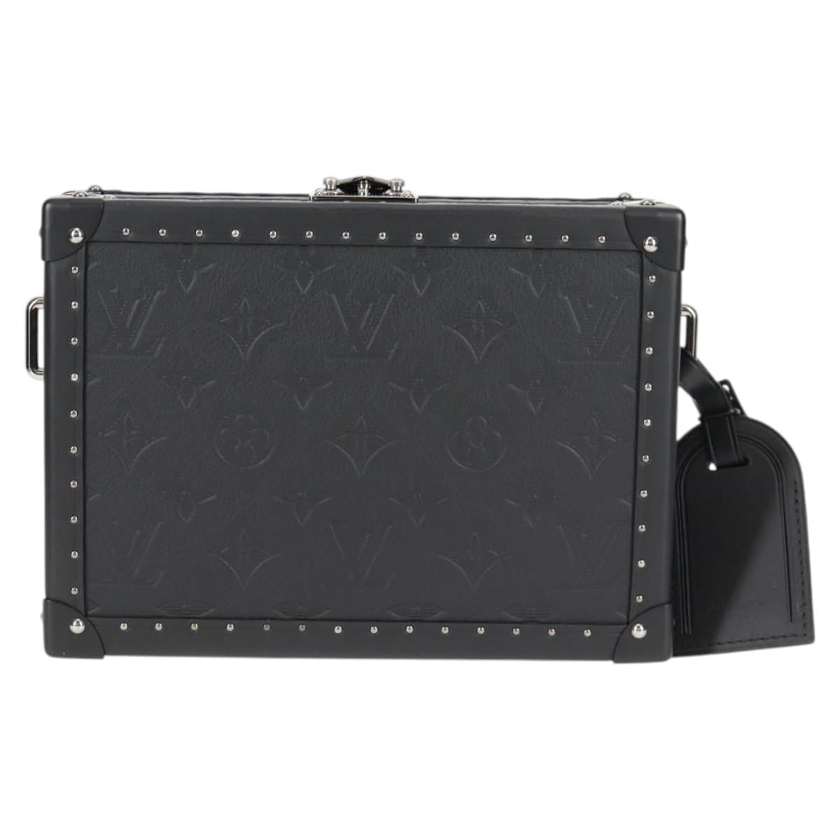 LOUIS VUITTON Monogram Shadow Clutch box Clutch Bag Black M12876 LV Auth BA1720SM