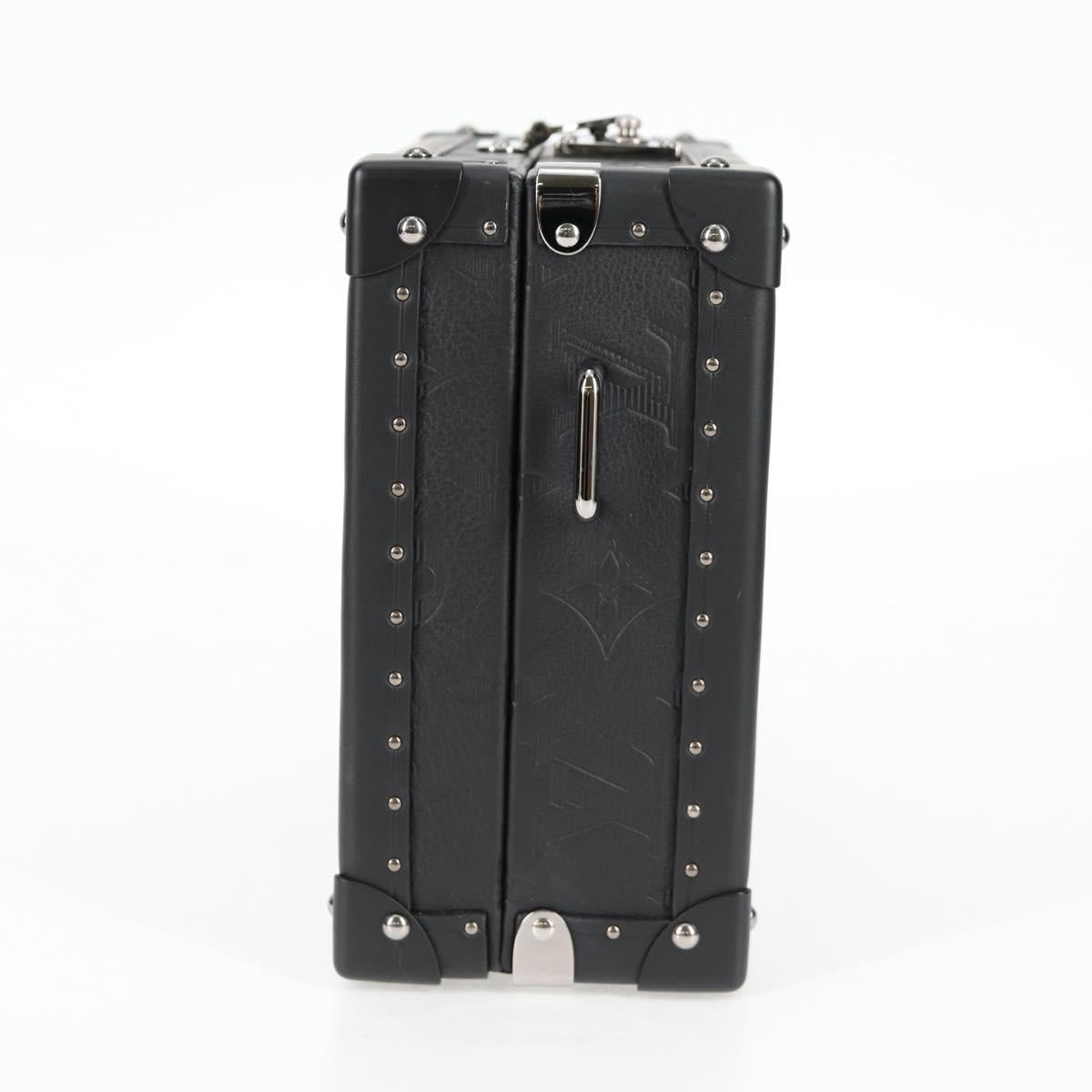 LOUIS VUITTON Monogram Shadow Clutch box Clutch Bag Black M12876 LV Auth BA1720SM