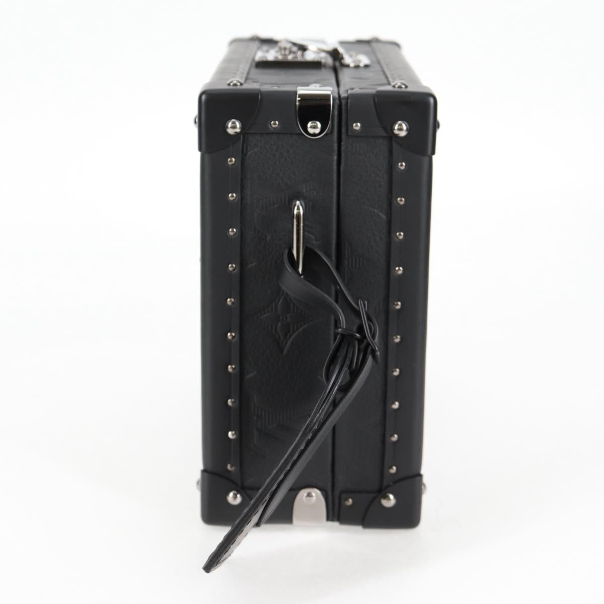 LOUIS VUITTON Monogram Shadow Clutch box Clutch Bag Black M12876 LV Auth BA1720SM