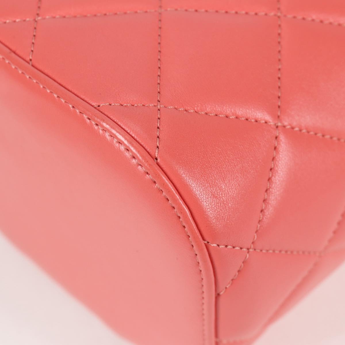 CHANEL Matelasse COCO Mark Vanity Bag Lamb Skin 2way Pink Gold CC Auth BA1724M