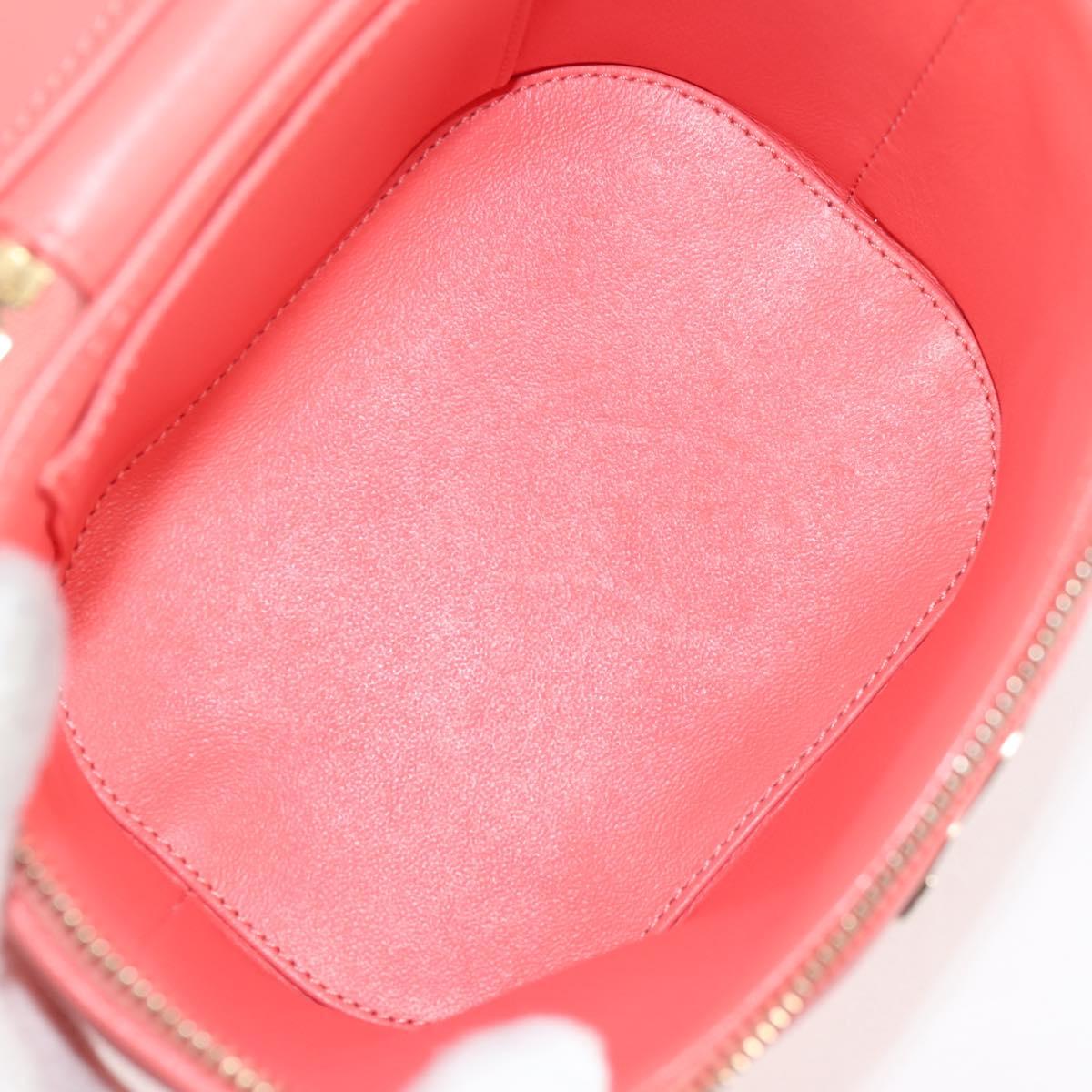 CHANEL Matelasse COCO Mark Vanity Bag Lamb Skin 2way Pink Gold CC Auth BA1724M