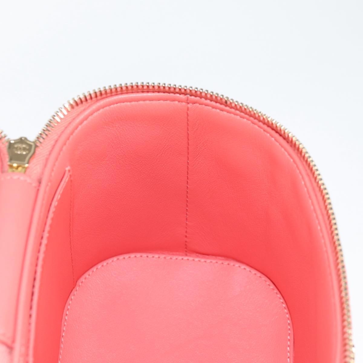 CHANEL Matelasse COCO Mark Vanity Bag Lamb Skin 2way Pink Gold CC Auth BA1724M