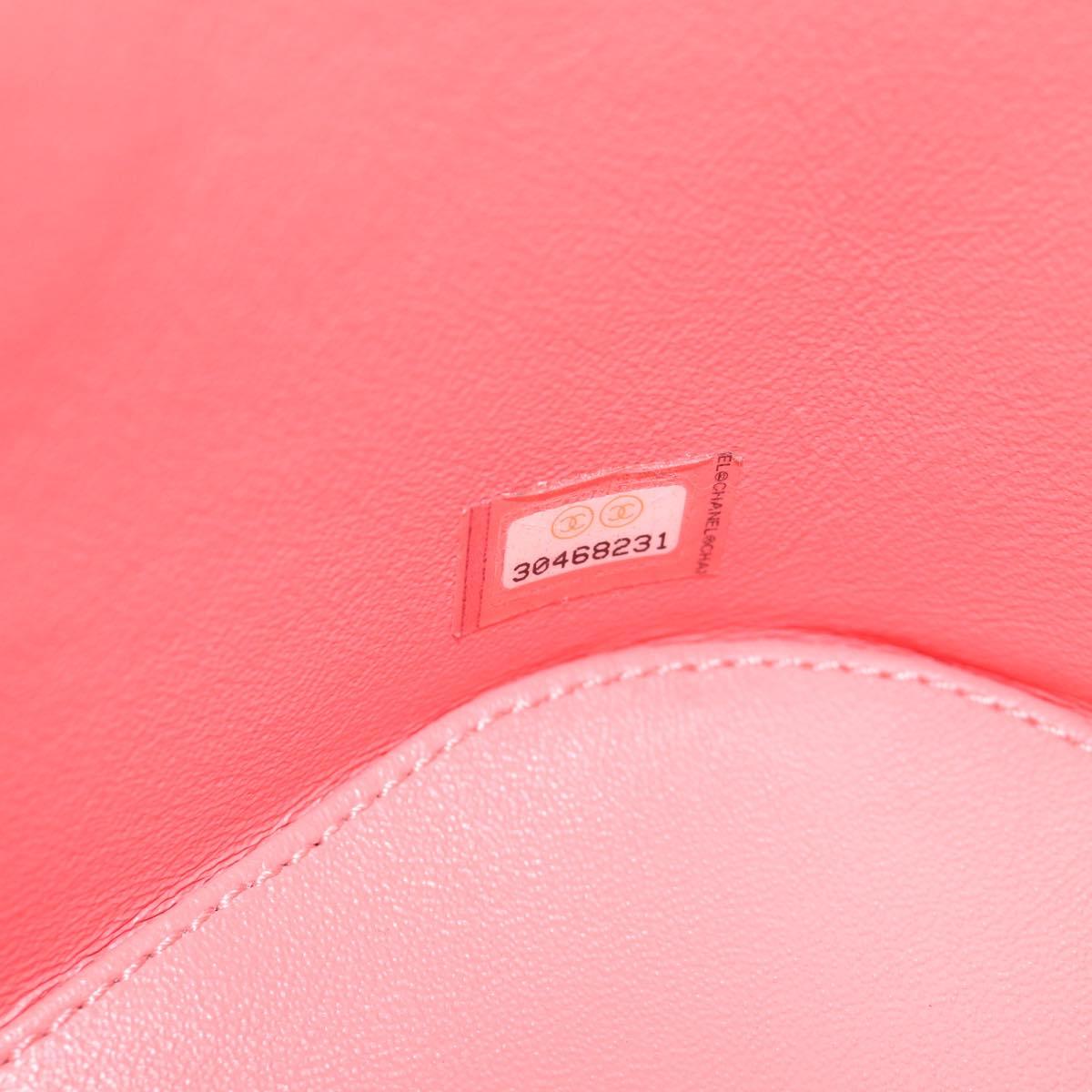 CHANEL Matelasse COCO Mark Vanity Bag Lamb Skin 2way Pink Gold CC Auth BA1724M