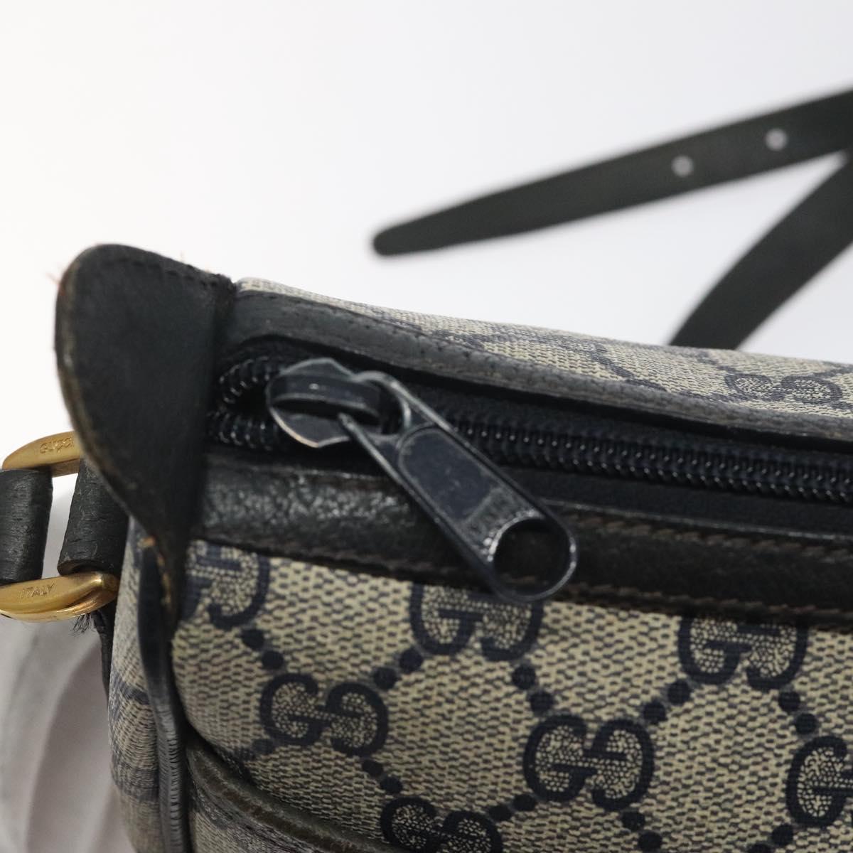 GUCCI GG Supreme Sherry Line Bag PVC Navy Gold Red 89 02 032 Auth BA1735
