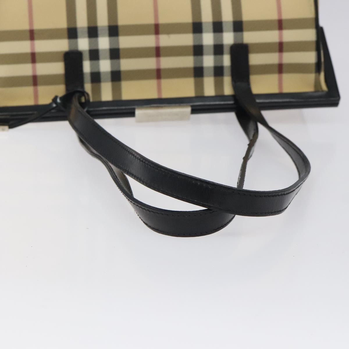 BURBERRY Nova Check Shoulder Bag PVC Beige Auth BA1737