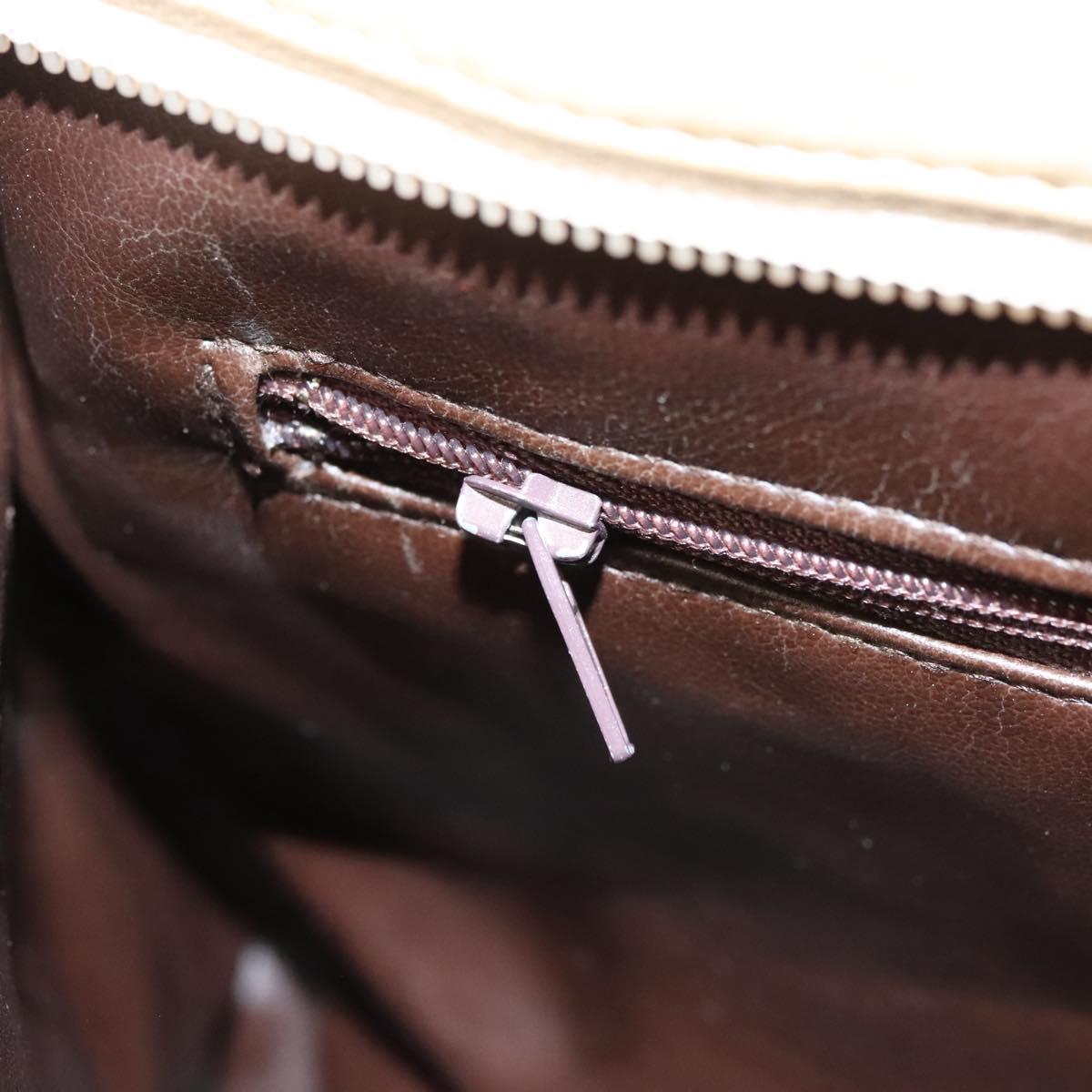 BALLY Quilted Chain Shoulder Bag Leather Beige Gold Auth BA1743