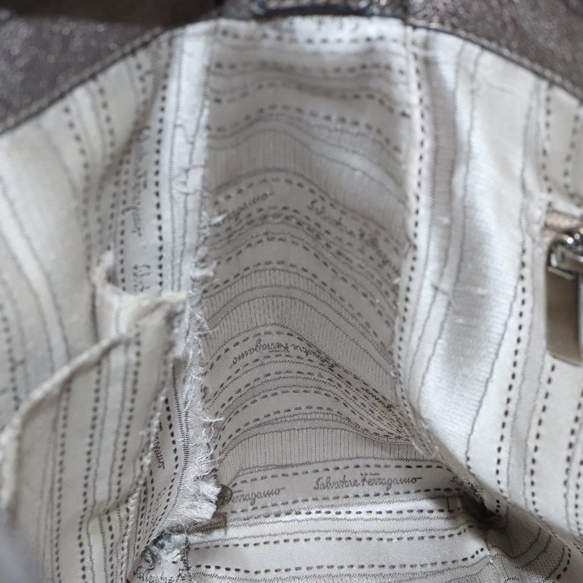 Salvatore Ferragamo Shoulder Bag Leather Champagne Gold Auth BA1746