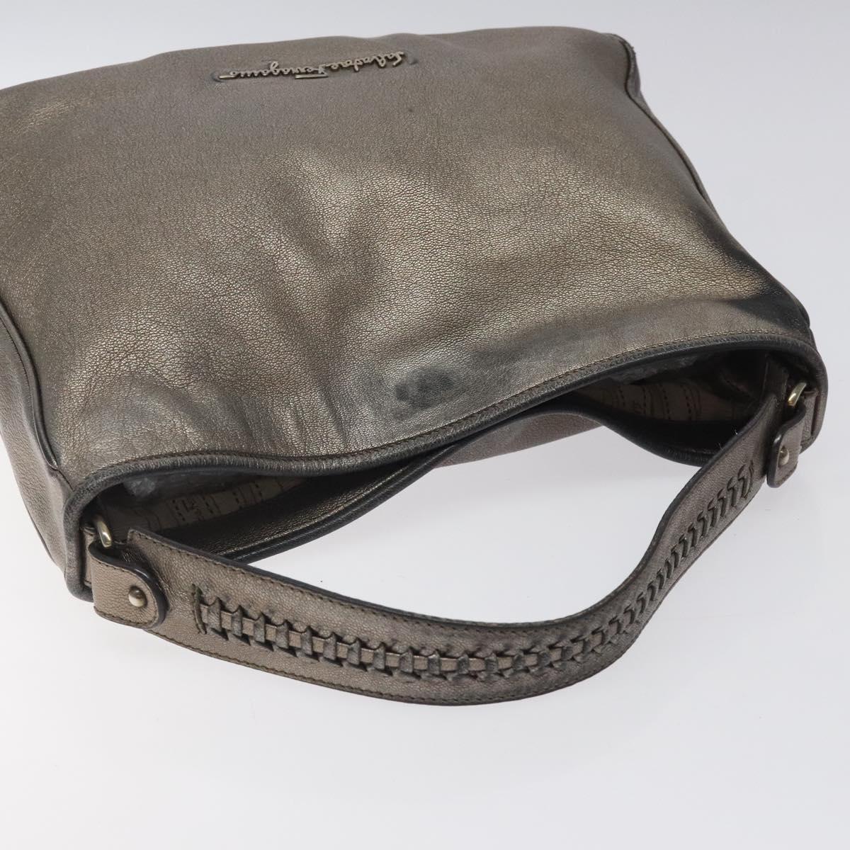 Salvatore Ferragamo Shoulder Bag Leather Champagne Gold Auth BA1746