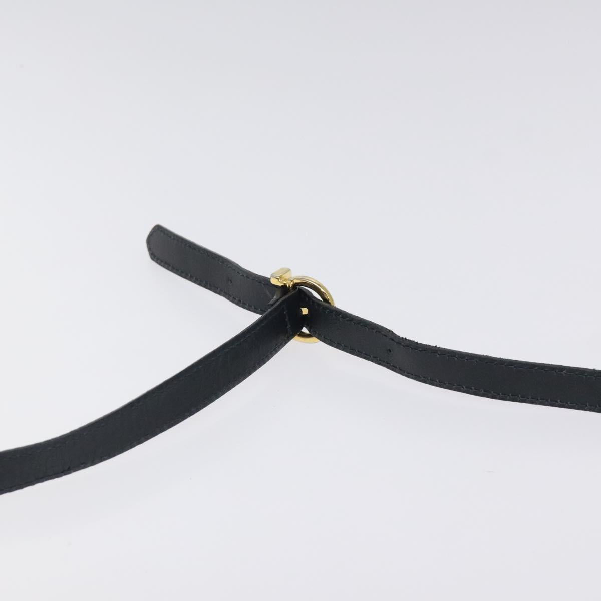 Salvatore Ferragamo Shoulder Bag Suede Navy Gold Auth BA1748