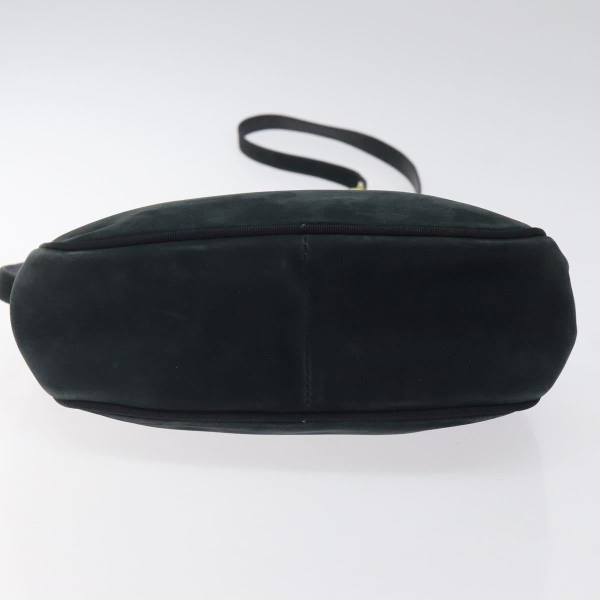 Salvatore Ferragamo Shoulder Bag Suede Navy Gold Auth BA1748