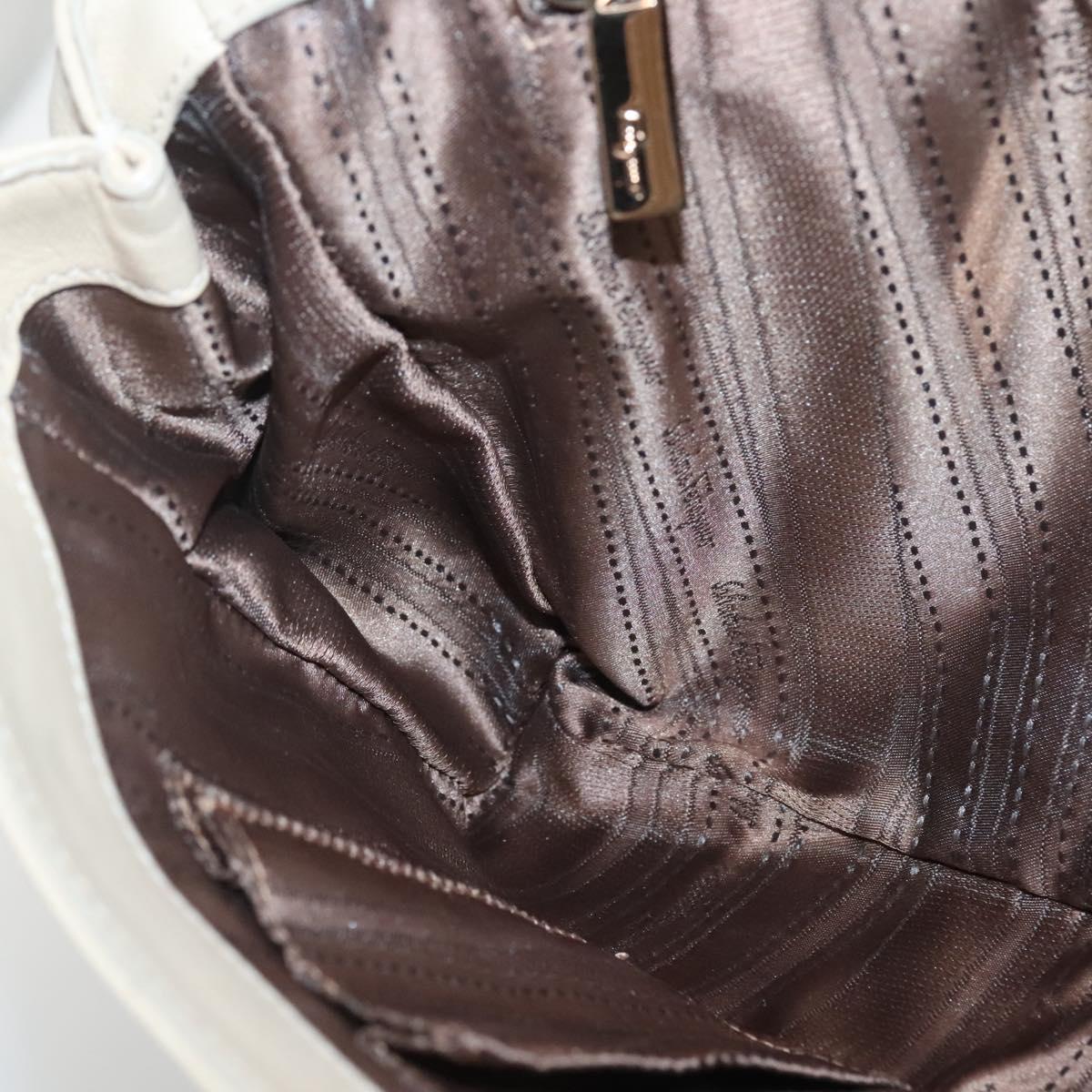 Salvatore Ferragamo Shoulder Bag Taurillon Leather Beige Gold Auth BA1749