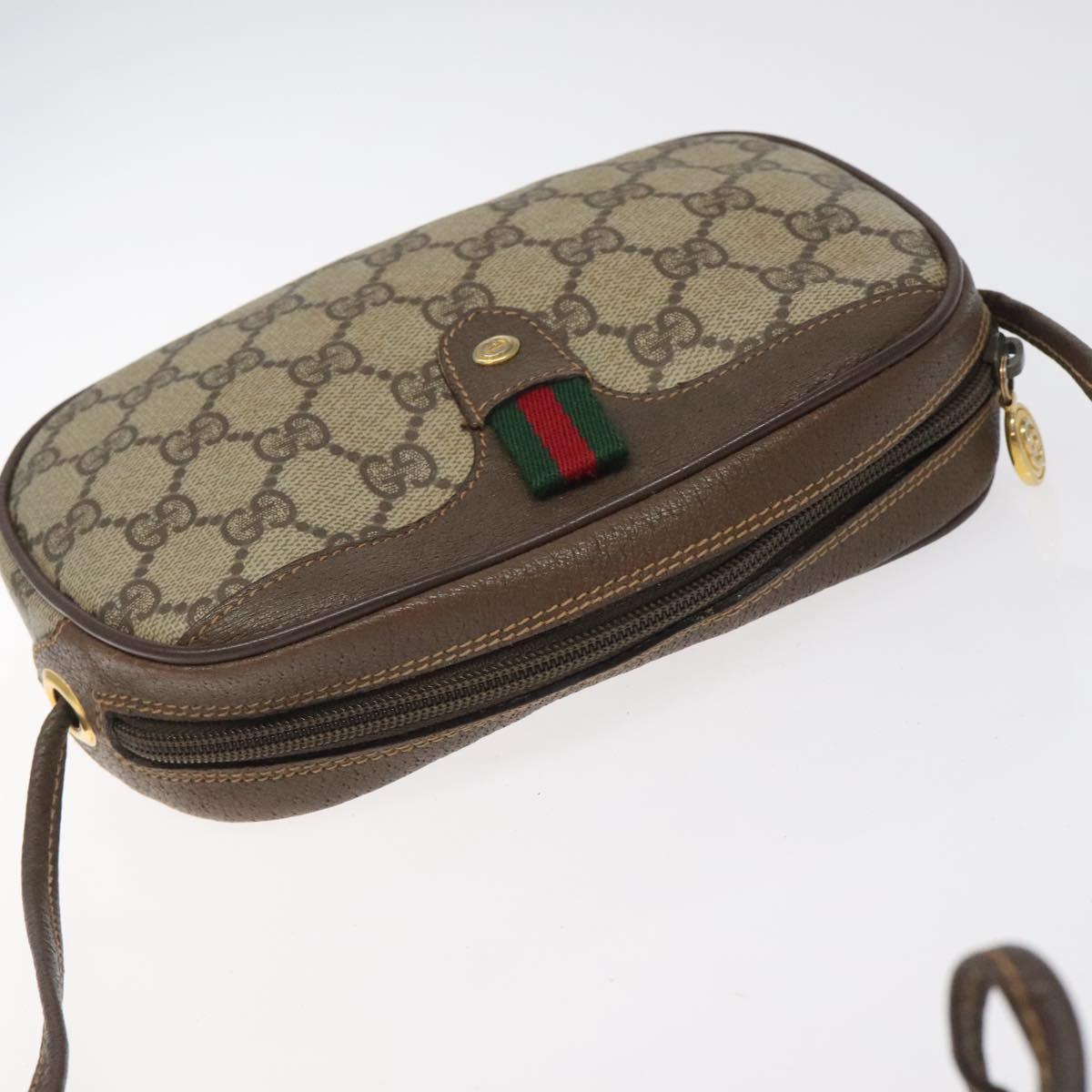 GUCCI GG Supreme Web Sherry Line Shoulder Bag PVC 007 58 6112 8031 Auth BA1765
