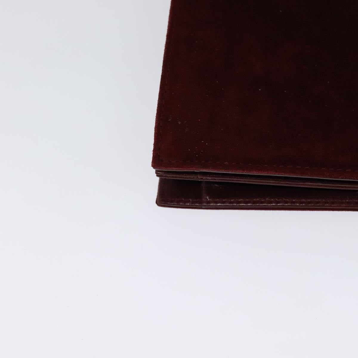 Salvatore Ferragamo Shoulder Bag Suede Bordeaux Gold Auth BA1768