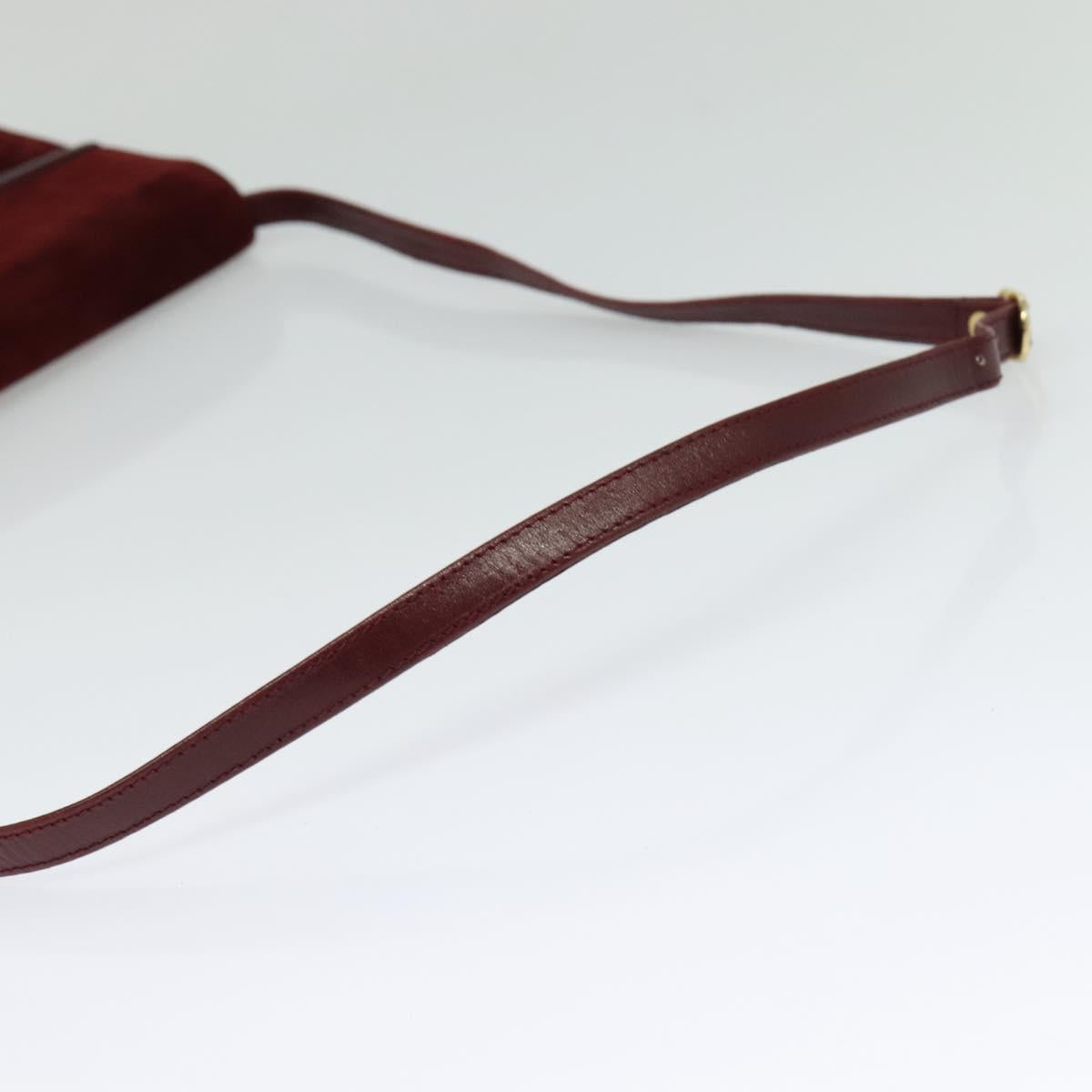 Salvatore Ferragamo Shoulder Bag Suede Bordeaux Gold Auth BA1768