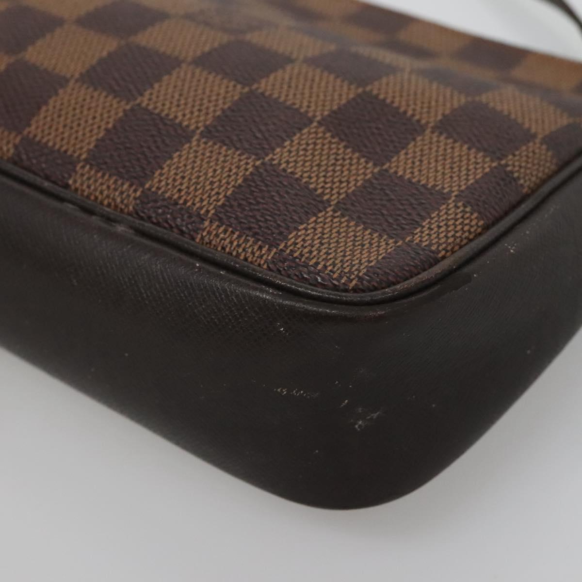 LOUIS VUITTON Damier Ebene Trousse Makeup Pouch N51982 LV Auth BA1789