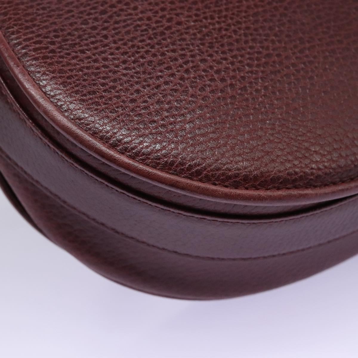 CARTIER Must Line Shoulder Bag Leather Bordeaux Gold Auth BA1792