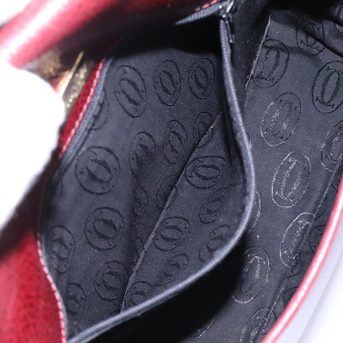 CARTIER Must Line Shoulder Bag Leather Bordeaux Gold Auth BA1792