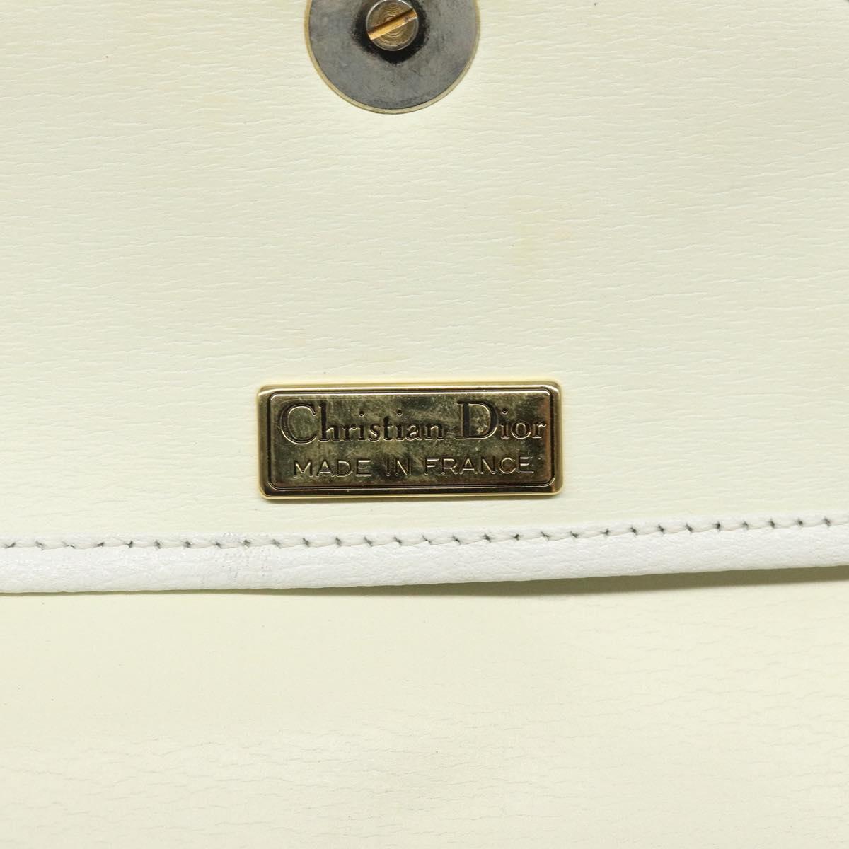 Christian Dior Shoulder Bag Leather White Gold Auth BA1797