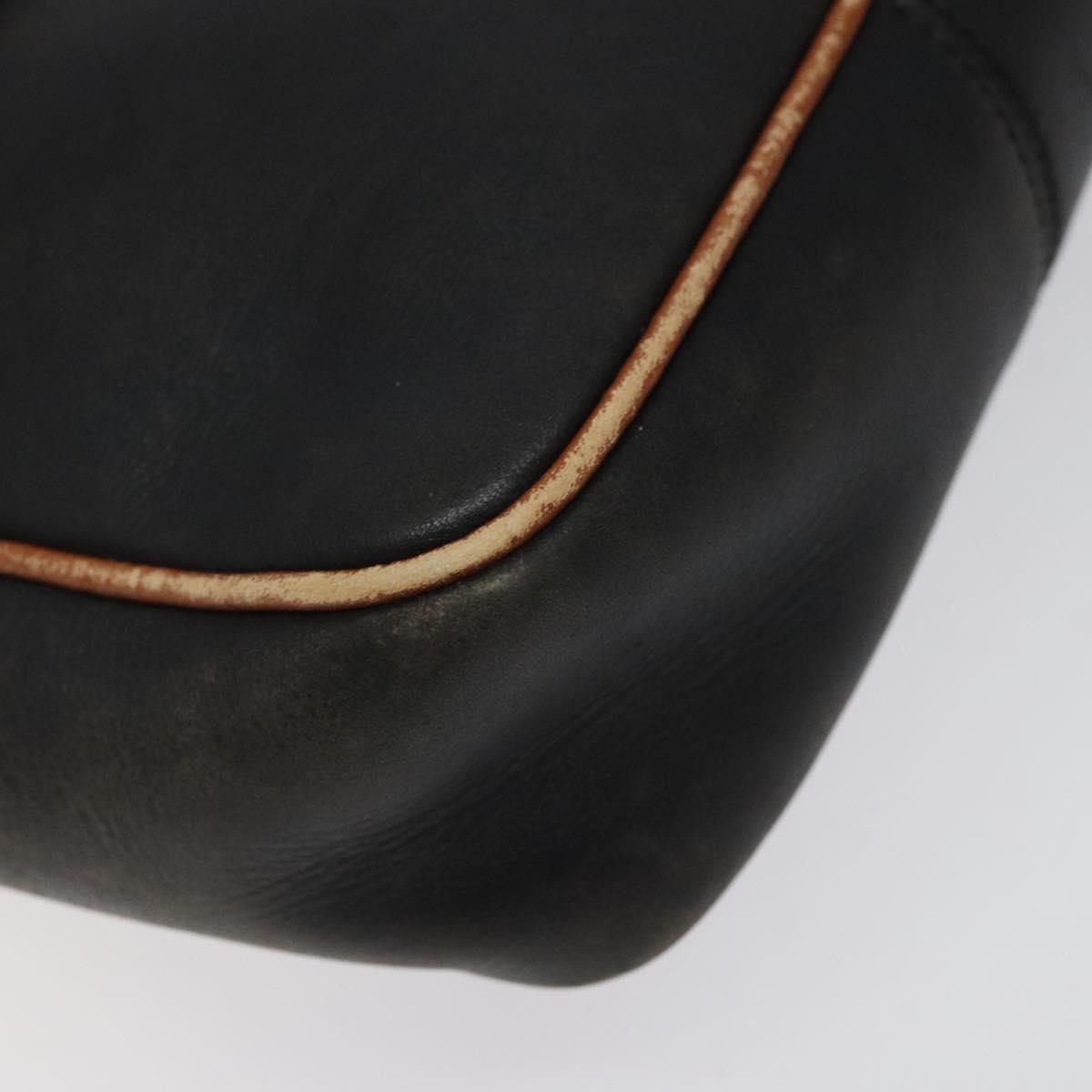 CELINE Shoulder Bag Leather Black Gold Auth BA1801