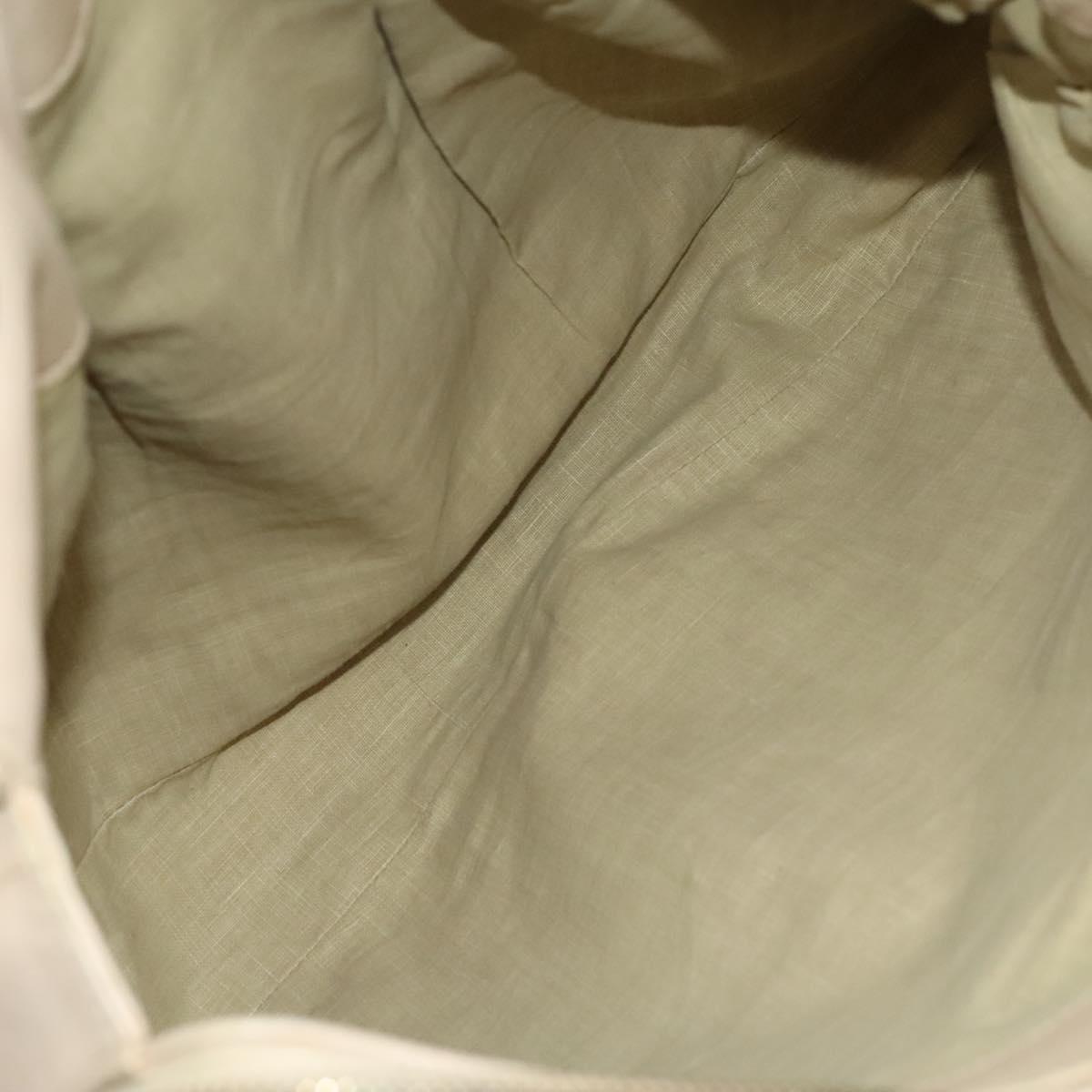 BVLGARI Tote Bag Leather Beige Gold Auth BA1803