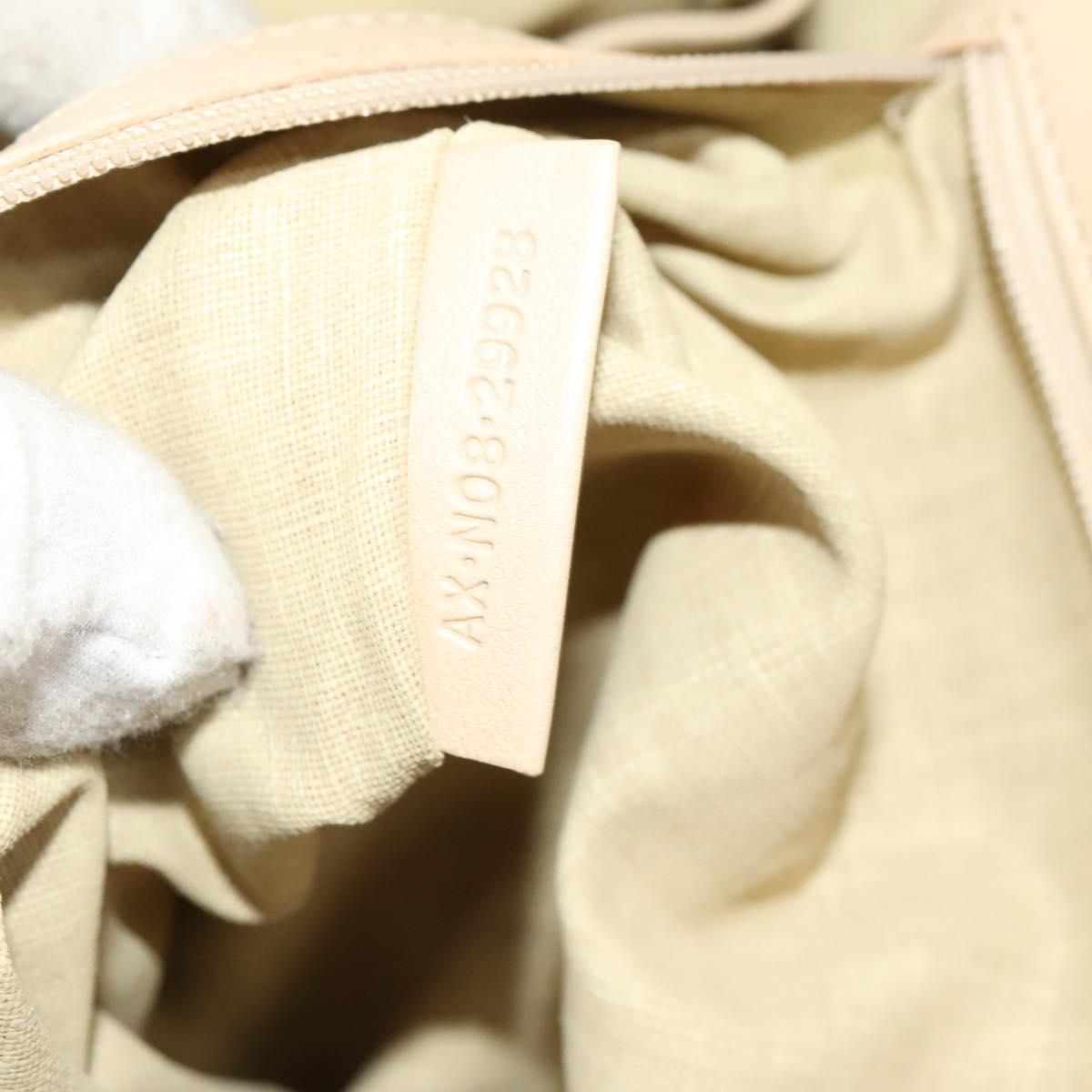 BVLGARI Tote Bag Leather Beige Gold Auth BA1803