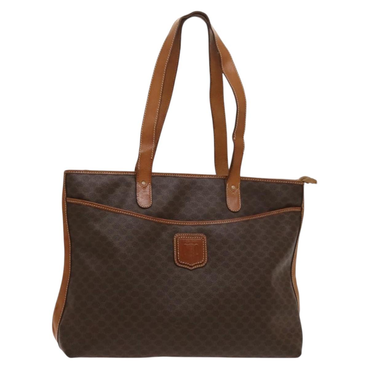 CELINE Macadam Canvas Tote Bag PVC Leather Brown Auth BA1814