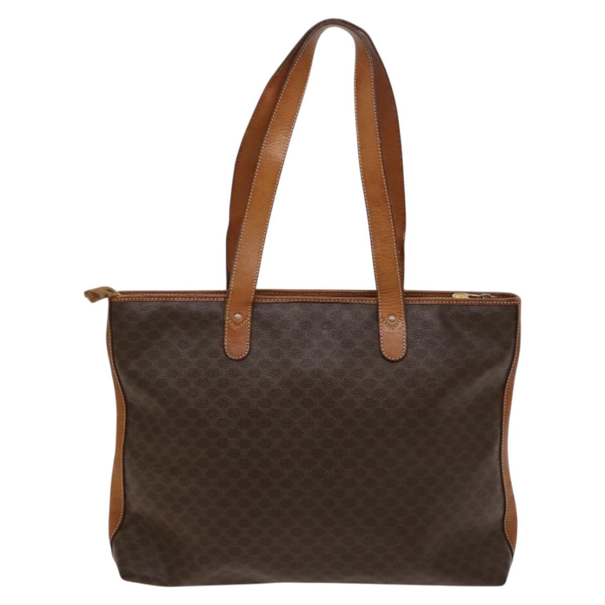 CELINE Macadam Canvas Tote Bag PVC Leather Brown Auth BA1814