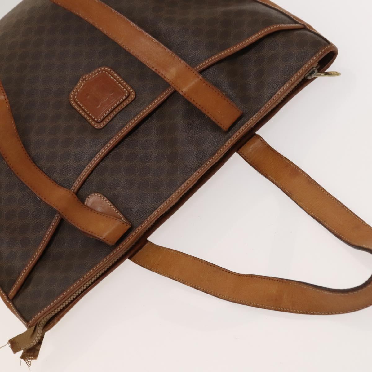 CELINE Macadam Canvas Tote Bag PVC Leather Brown Auth BA1814
