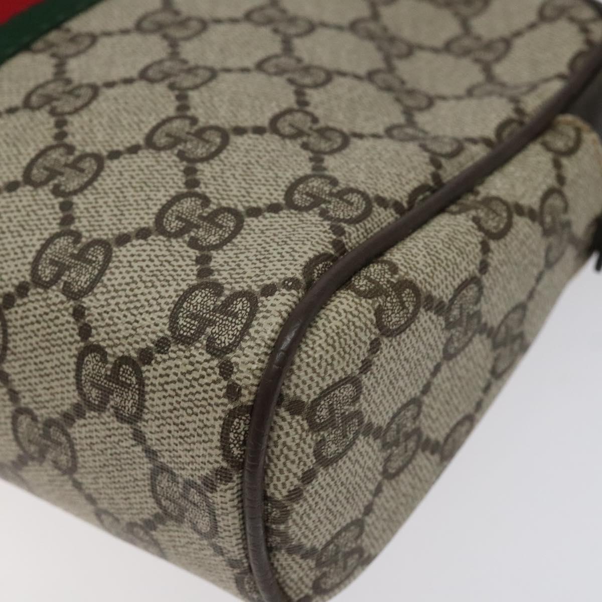 GUCCI GG Supreme Web Sherry Line Clutch Bag PVC Beige Red Green Auth BA1822
