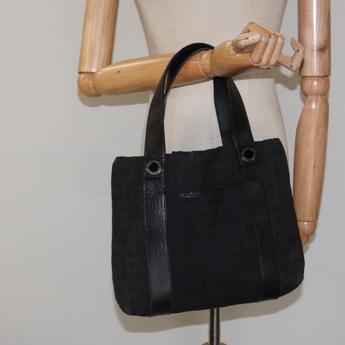 BVLGARI Logo Mania Hand Bag Canvas Black Auth BA1827