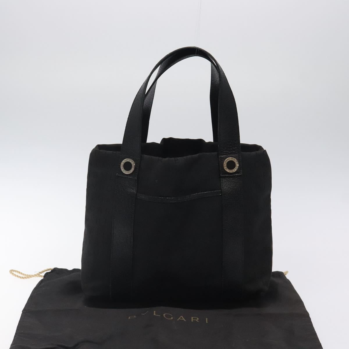 BVLGARI Logo Mania Hand Bag Canvas Black Auth BA1827