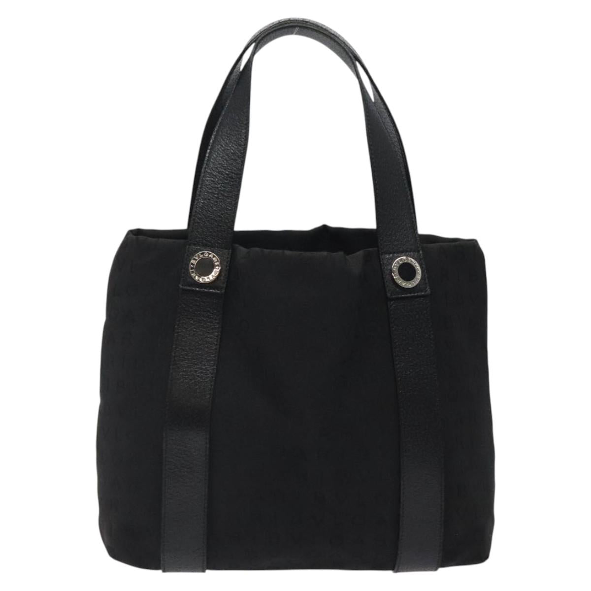 BVLGARI Logo Mania Hand Bag Canvas Black Auth BA1827