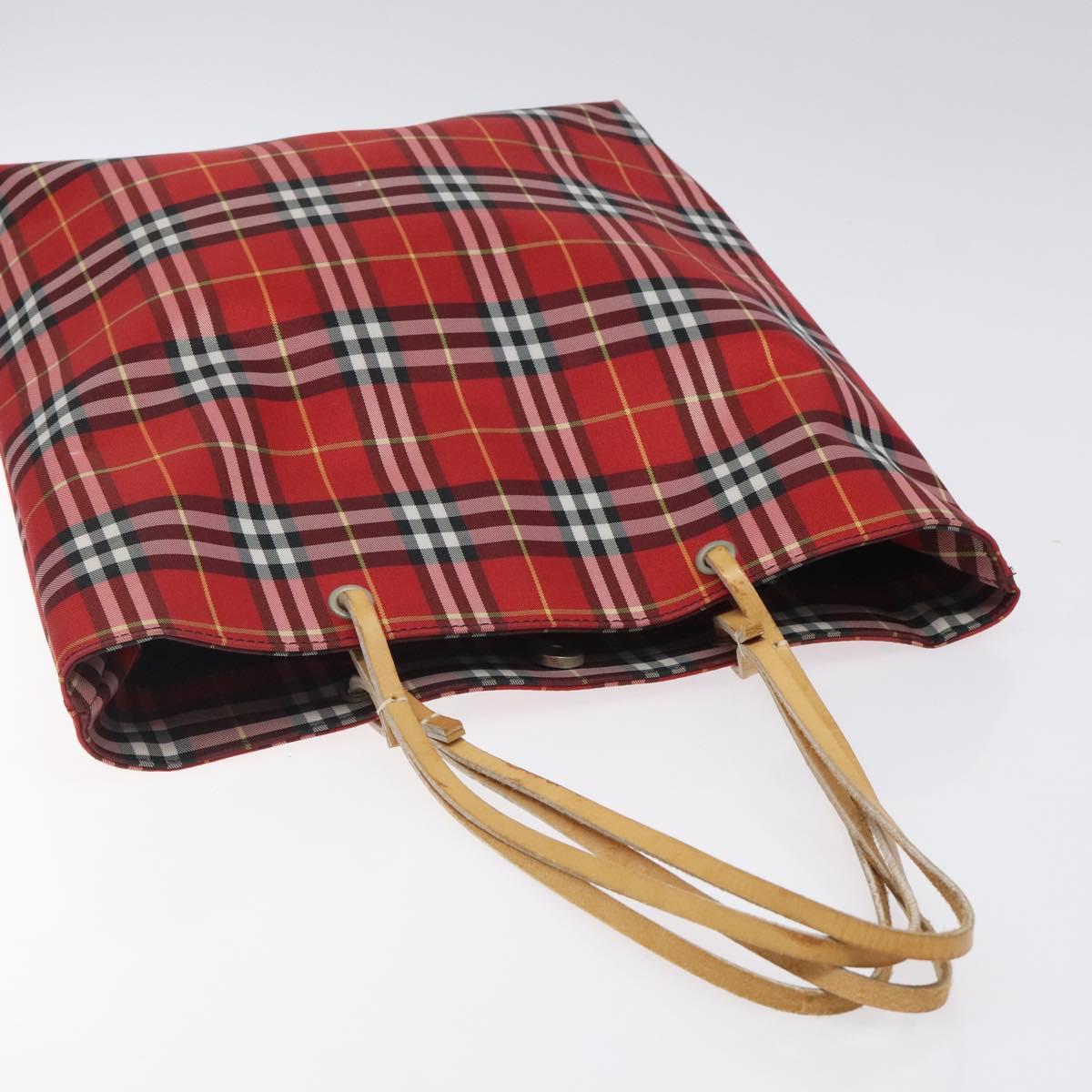 BURBERRY Nova Check Tote Bag Nylon Red Auth BA1829