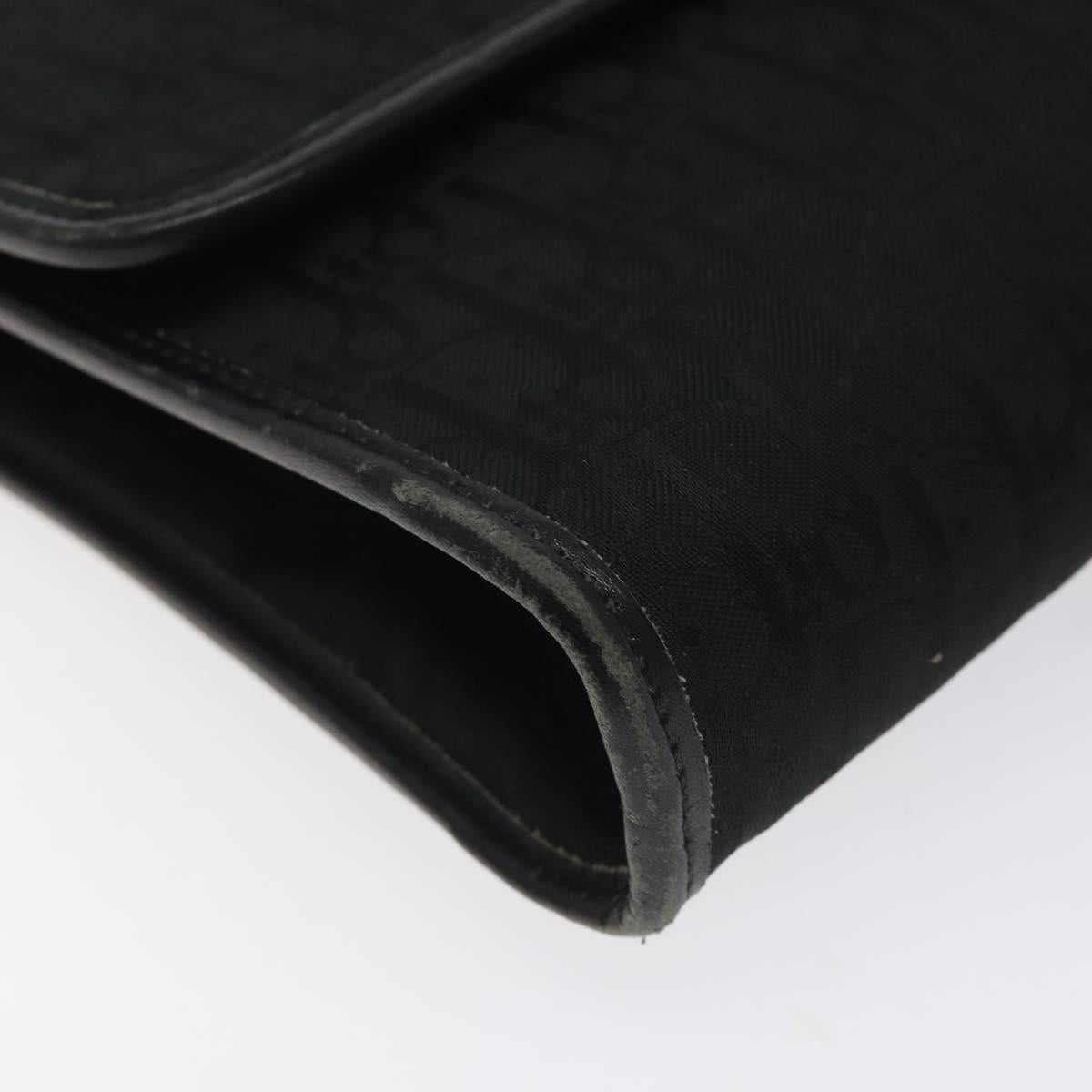 Christian Dior Trotter Canvas Shoulder Bag Black Gold Auth BA1830