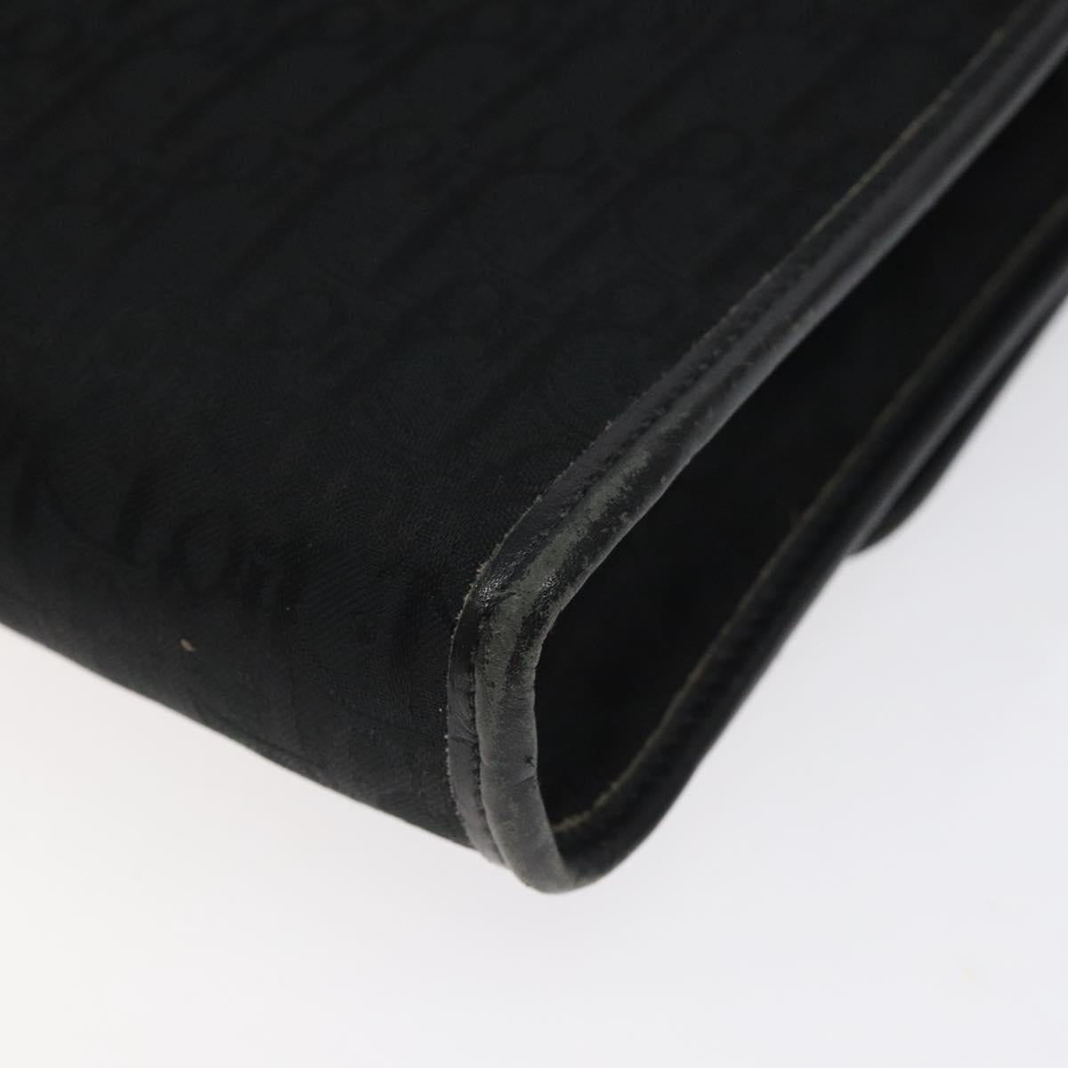 Christian Dior Trotter Canvas Shoulder Bag Black Gold Auth BA1830