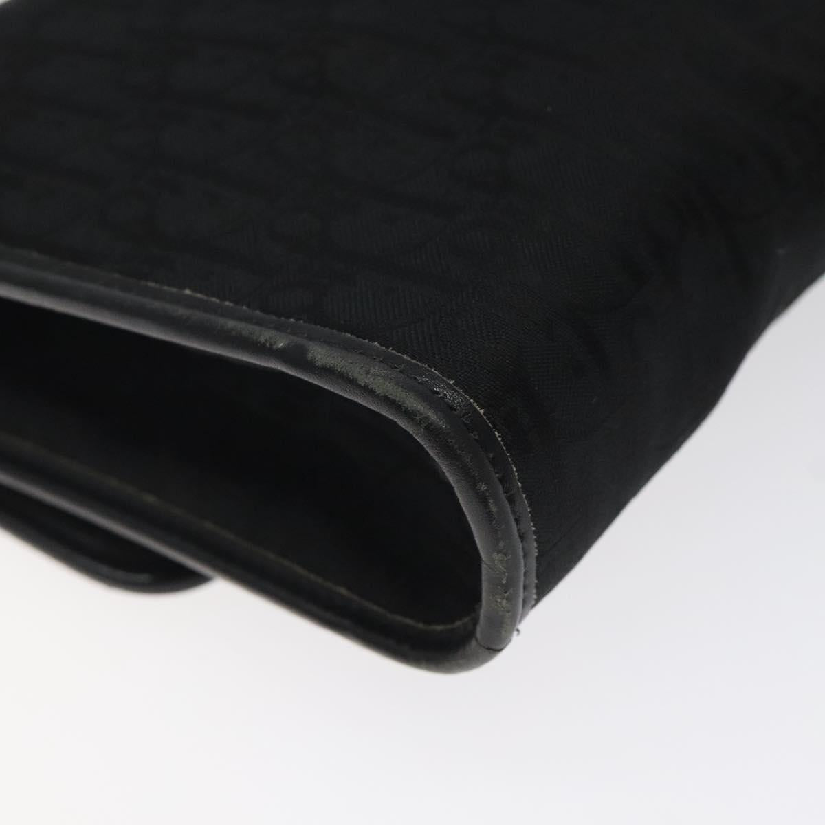 Christian Dior Trotter Canvas Shoulder Bag Black Gold Auth BA1830