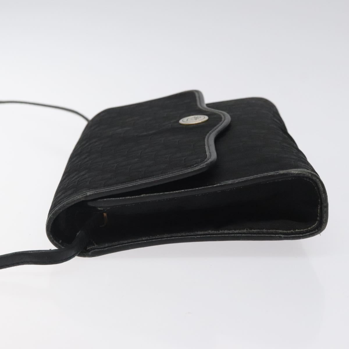 Christian Dior Trotter Canvas Shoulder Bag Black Gold Auth BA1830